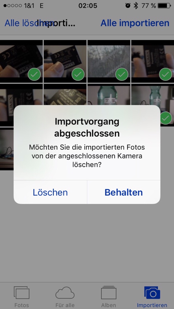 Import mit altem Adapter und iPhone 5S geht jetzt.